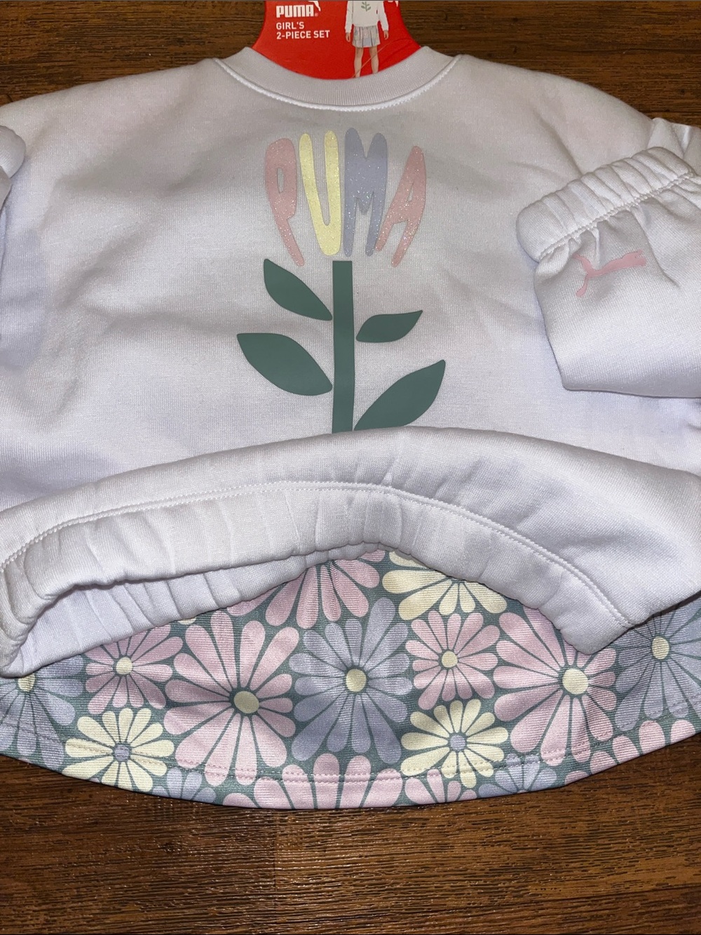 Cute Puma 2Pc Outfit W/Long Sleeve Sweatshirt W/Skort Glitter Vibrant Colors 4T